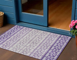 3' X 5' Purple Lavender And Ivory Geometric Washable Indoor Outdoor Area Rug