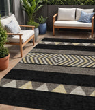 5' X 8' Black Ivory And Wheat Southwestern Washable Indoor Outdoor Area Rug