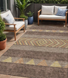 5' X 8' Brown Wheat And Copper Southwestern Washable Indoor Outdoor Area Rug