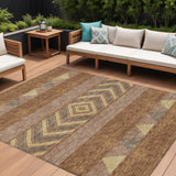 8' X 10' Orange Wheat And Taupe Southwestern Washable Indoor Outdoor Area Rug