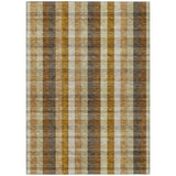 8' X 10' Wheat Ivory And Brown Plaid Washable Indoor Outdoor Area Rug