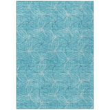 8' X 10' Aqua And Ivory Geometric Washable Indoor Outdoor Area Rug