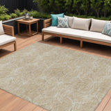 8' X 10' Beige And Ivory Geometric Washable Indoor Outdoor Area Rug