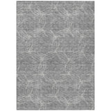 8' X 10' Gray And Ivory Geometric Washable Indoor Outdoor Area Rug