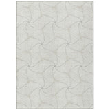8' X 10' Ivory And Taupe Geometric Washable Indoor Outdoor Area Rug