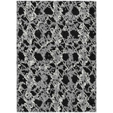 8' X 10' Black And Gray Abstract Washable Indoor Outdoor Area Rug