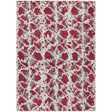 3' X 5' Burgundy And Ivory Abstract Washable Indoor Outdoor Area Rug