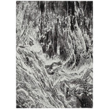 8' X 10' Black And Ivory Abstract Washable Indoor Outdoor Area Rug