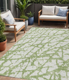 5' X 8' Green And Ivory Abstract Washable Indoor Outdoor Area Rug