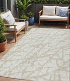 5' X 8' Ivory And Beige Abstract Washable Indoor Outdoor Area Rug