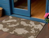 3' X 5' Brown And Beige Abstract Washable Indoor Outdoor Area Rug