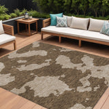 8' X 10' Brown And Beige Abstract Washable Indoor Outdoor Area Rug