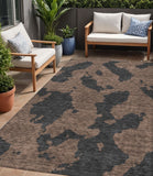 5' X 8' Chocolate And Charcoal Abstract Washable Indoor Outdoor Area Rug