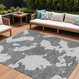 8' X 10' Gray And Ivory Abstract Washable Indoor Outdoor Area Rug