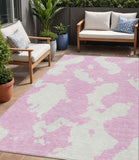 5' X 8' Pink And Ivory Abstract Washable Indoor Outdoor Area Rug