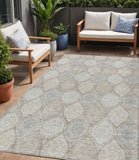 5' X 8' Taupe Beige And Khaki Floral Medallion Washable Indoor Outdoor Area Rug