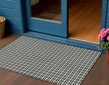 3' X 5' Black And Ivory Geometric Washable Indoor Outdoor Area Rug