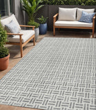 5' X 8' Gray And Ivory Geometric Washable Indoor Outdoor Area Rug
