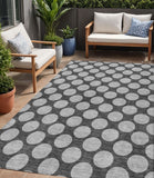 5' X 8' Charcoal And Ivory Polka Dot Washable Indoor Outdoor Area Rug