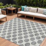 8' X 10' Gray And Ivory Polka Dot Washable Indoor Outdoor Area Rug