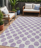 5' X 8' Lavender And Ivory Polka Dot Washable Indoor Outdoor Area Rug