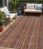5' X 8' Blush Burgundy And Pink Striped Washable Indoor Outdoor Area Rug