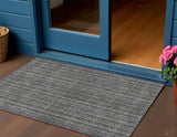3' X 5' Gray And Silver Striped Washable Indoor Outdoor Area Rug