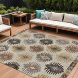 8' X 10' Beige Copper And Gray Southwestern Washable Indoor Outdoor Area Rug