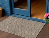 3' X 5' Brown Beige And Taupe Geometric Washable Indoor Outdoor Area Rug