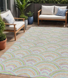 5' X 8' Pearl Orange And Purple Geometric Washable Indoor Outdoor Area Rug