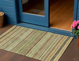 3' X 5' Beige And Taupe Striped Washable Indoor Outdoor Area Rug