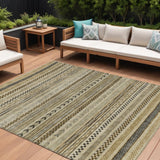 8' X 10' Chocolate And Taupe Striped Washable Indoor Outdoor Area Rug