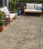 5' X 8' Brown And Taupe Aztec Washable Indoor Outdoor Area Rug