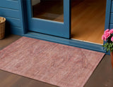 3' X 5' Terra Cotta And Salmon Aztec Washable Indoor Outdoor Area Rug