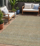 5' X 8' Beige And Taupe Striped Washable Indoor Outdoor Area Rug