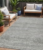 5' X 8' Gray And Charcoal Striped Washable Indoor Outdoor Area Rug