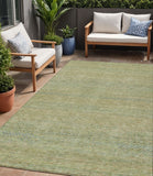 5' X 8' Wheat And Sage Striped Washable Indoor Outdoor Area Rug