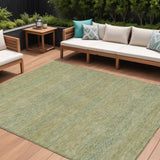 8' X 10' Wheat And Sage Striped Washable Indoor Outdoor Area Rug