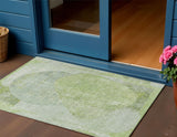 3' X 5' Artichoke Green And Mint Green Abstract Washable Indoor Outdoor Area Rug