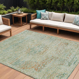 8' X 10' Sage And Copper Medallion Washable Indoor Outdoor Area Rug
