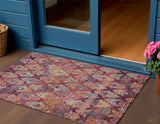 3' X 5' Rust Gold And Blush Aztec Washable Indoor Outdoor Area Rug