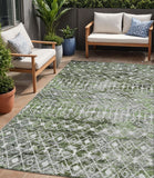5' X 8' Olive Green And Ivory Argyle Washable Indoor Outdoor Area Rug