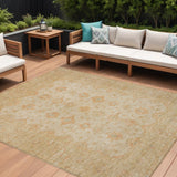 8' X 10' Beige And Rust Floral Medallion Washable Indoor Outdoor Area Rug
