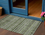 3' X 5' Olive Green Gray And Fern Green Southwestern Washable Indoor Outdoor Area Rug