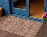 3' X 5' Rust Gold And Silver Southwestern Washable Indoor Outdoor Area Rug