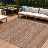 8' X 10' Rust Gold And Silver Southwestern Washable Indoor Outdoor Area Rug