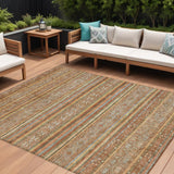 8' X 10' Terra Cotta Copper And Gray Southwestern Washable Indoor Outdoor Area Rug