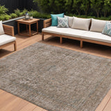 8' X 10' Brown And Beige Abstract Washable Indoor Outdoor Area Rug