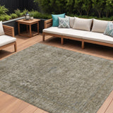8' X 10' Pewter And Beige Abstract Washable Indoor Outdoor Area Rug