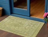 3' X 5' Fern Green And Sage Medallion Washable Indoor Outdoor Area Rug